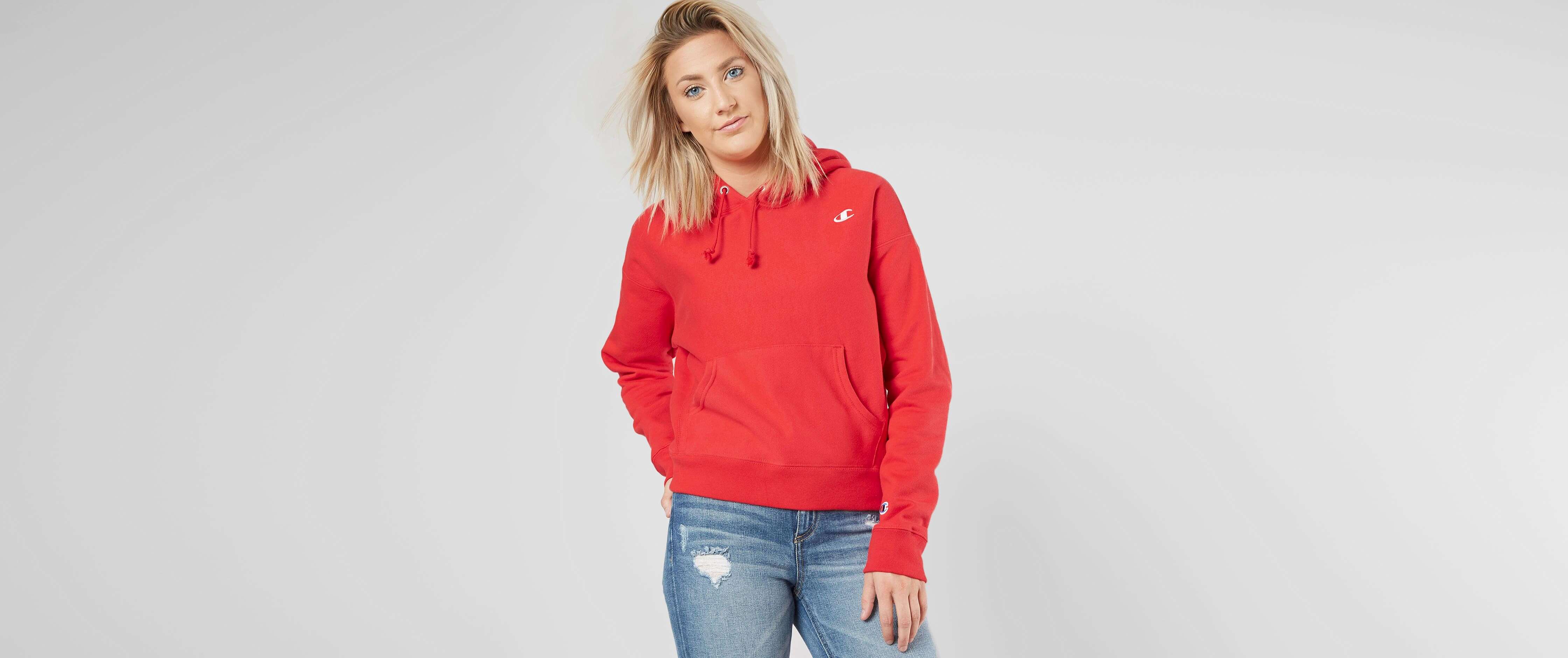 champion red spark hoodie