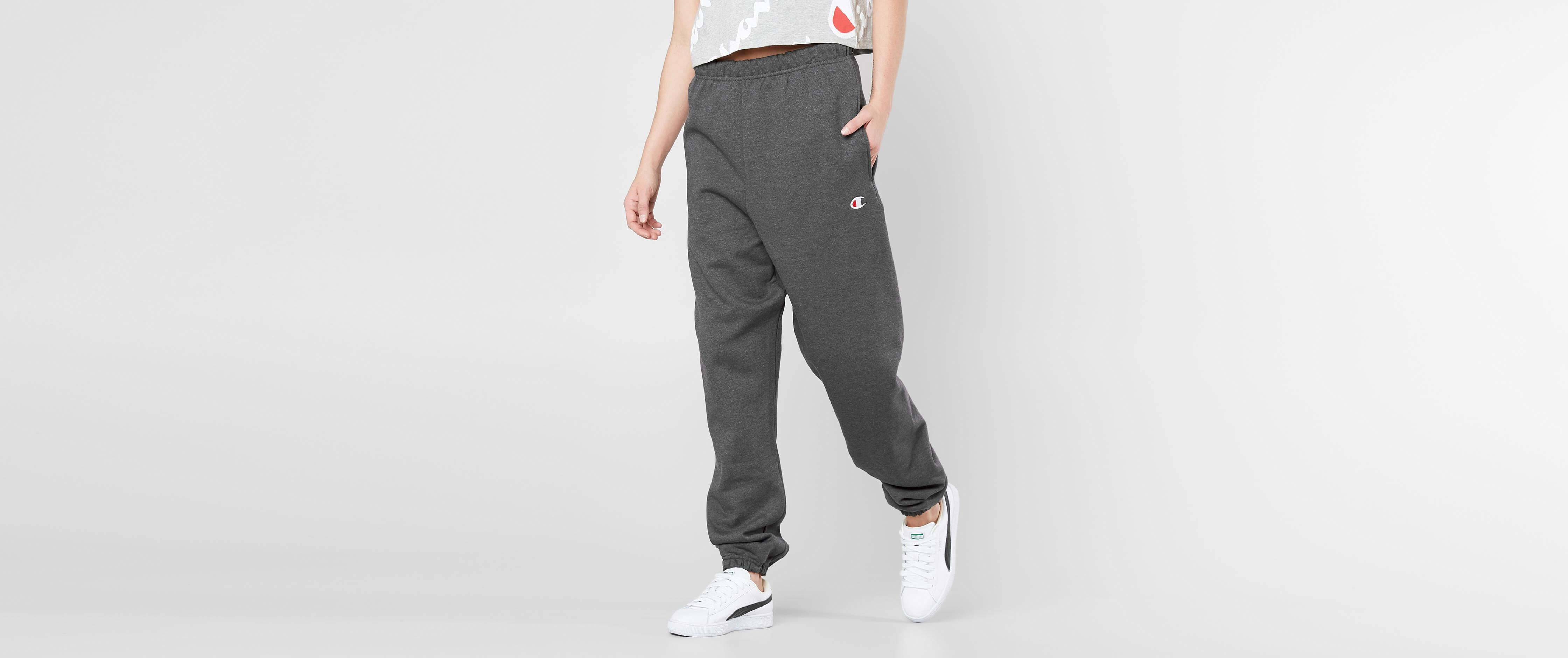 champion reverse weave all over heather grey sweatpants