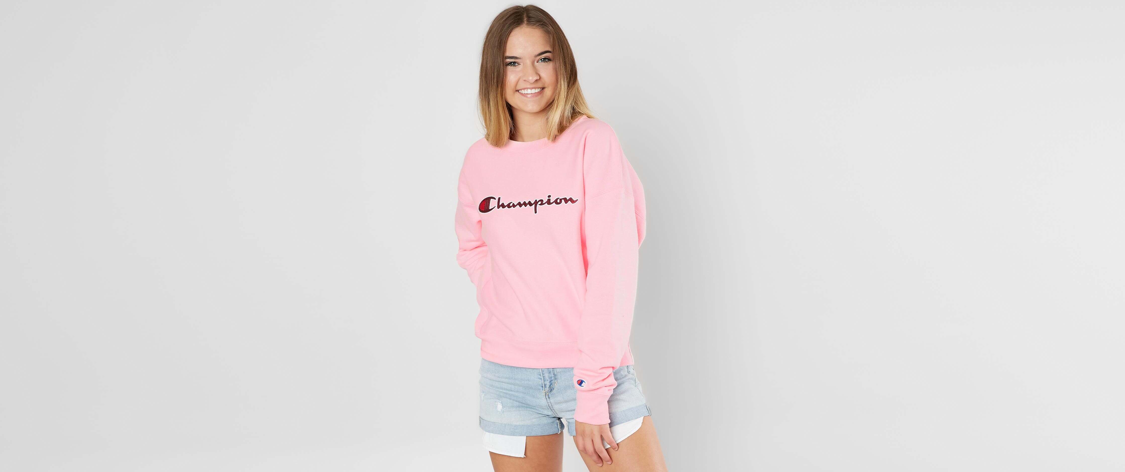 pink women's champion sweatshirt