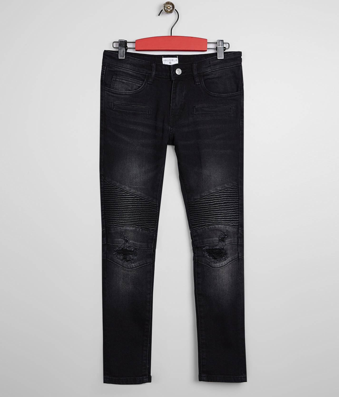 boys black biker jeans