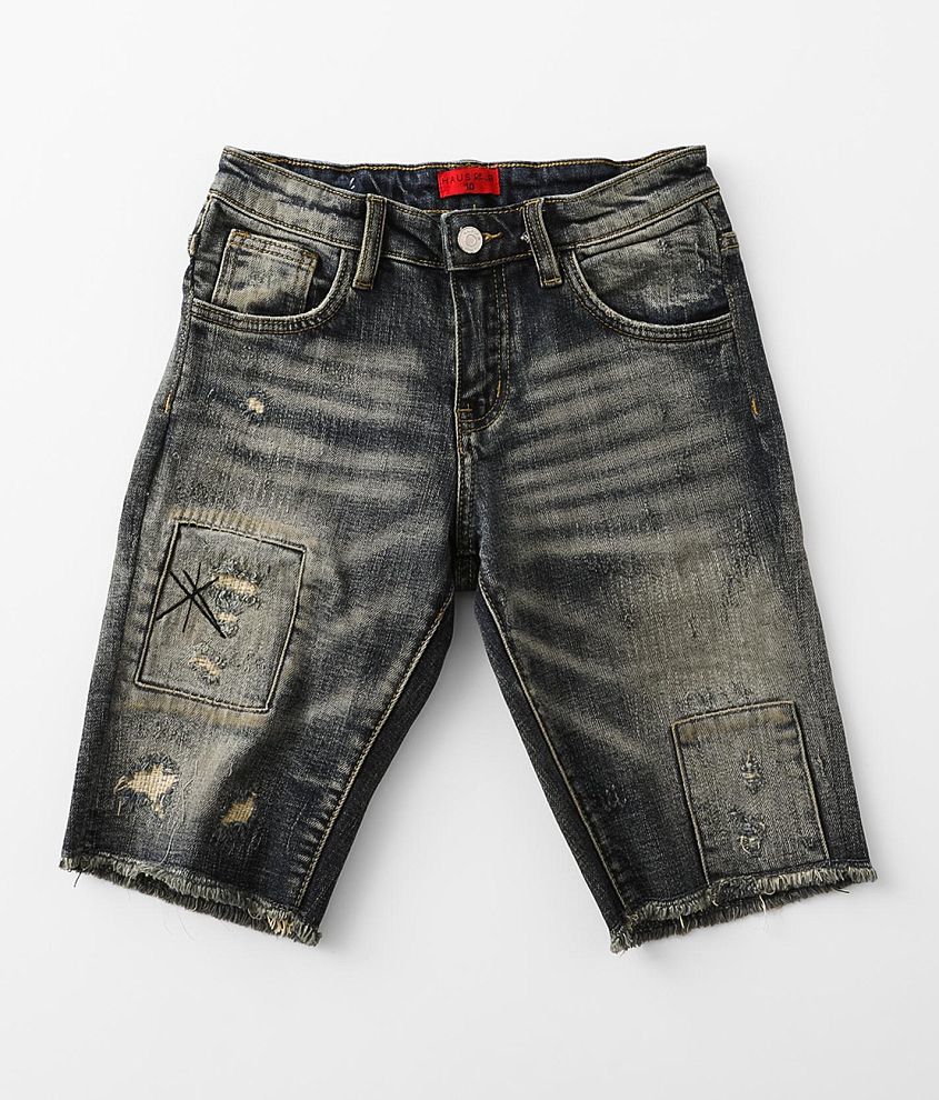 Boys Grey Stretch Skinny Denim Shorts