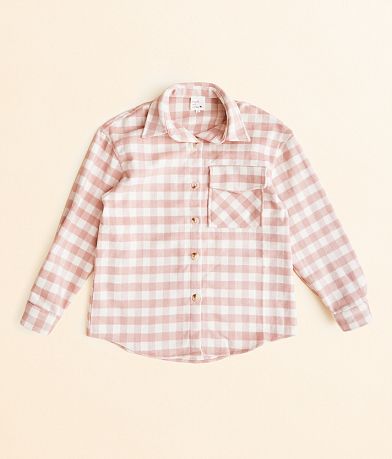 heart and arrow Girls - Plaid Shacket front view