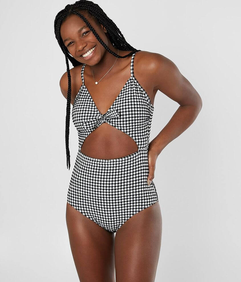Heat&#174; Gingham Cut-Out Swimsuit front view