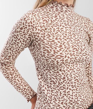 red by BKE Animal Print Sweater misc detail 1 view