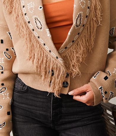 Hem &amp; Thread Fringe Collared Cardigan Sweater MISC_DETAIL_1