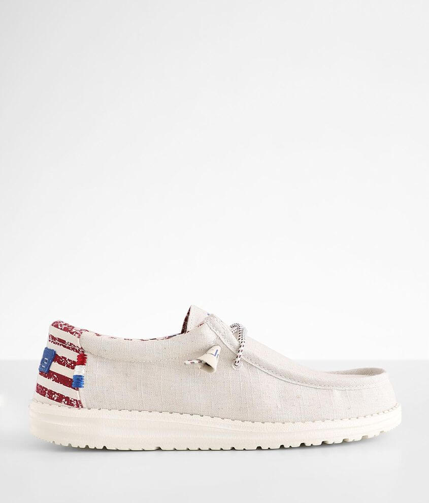 HEY DUDE Wally Patriotic Mens Shoes - OFF WHITE