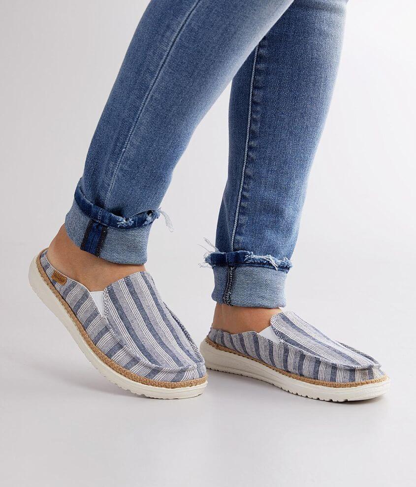 Hey Dude Lexi Stripes Blue Women's Slip On Comfort Mule Shoes Size: 9