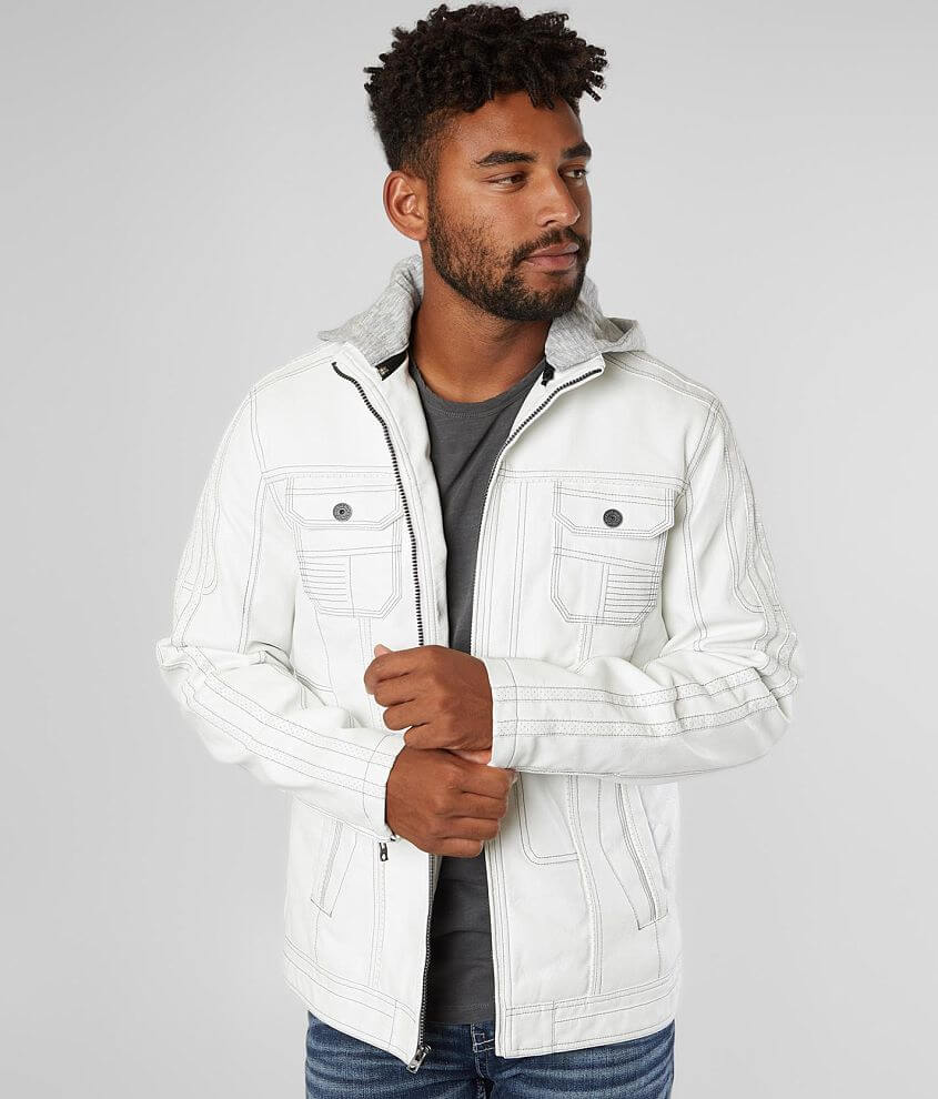 White faux leather jacket on sale mens