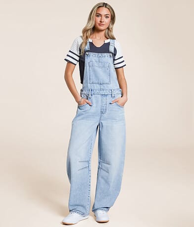 HIDDEN Sammie Barrel Denim Overalls front view