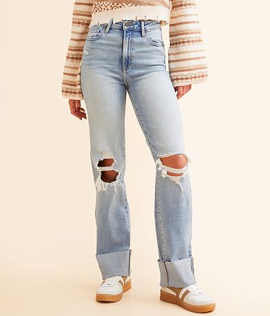 HIDDEN Ella Classic Straight Stretch Cuffed Jean front view