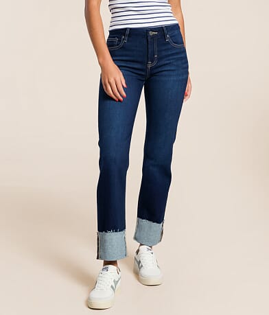 HIDDEN Chloe Cropped Straight Stretch Cuffed Jean front view