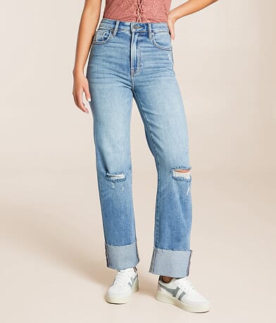 HIDDEN Ella Cropped Classic Straight Stretch Jean front view