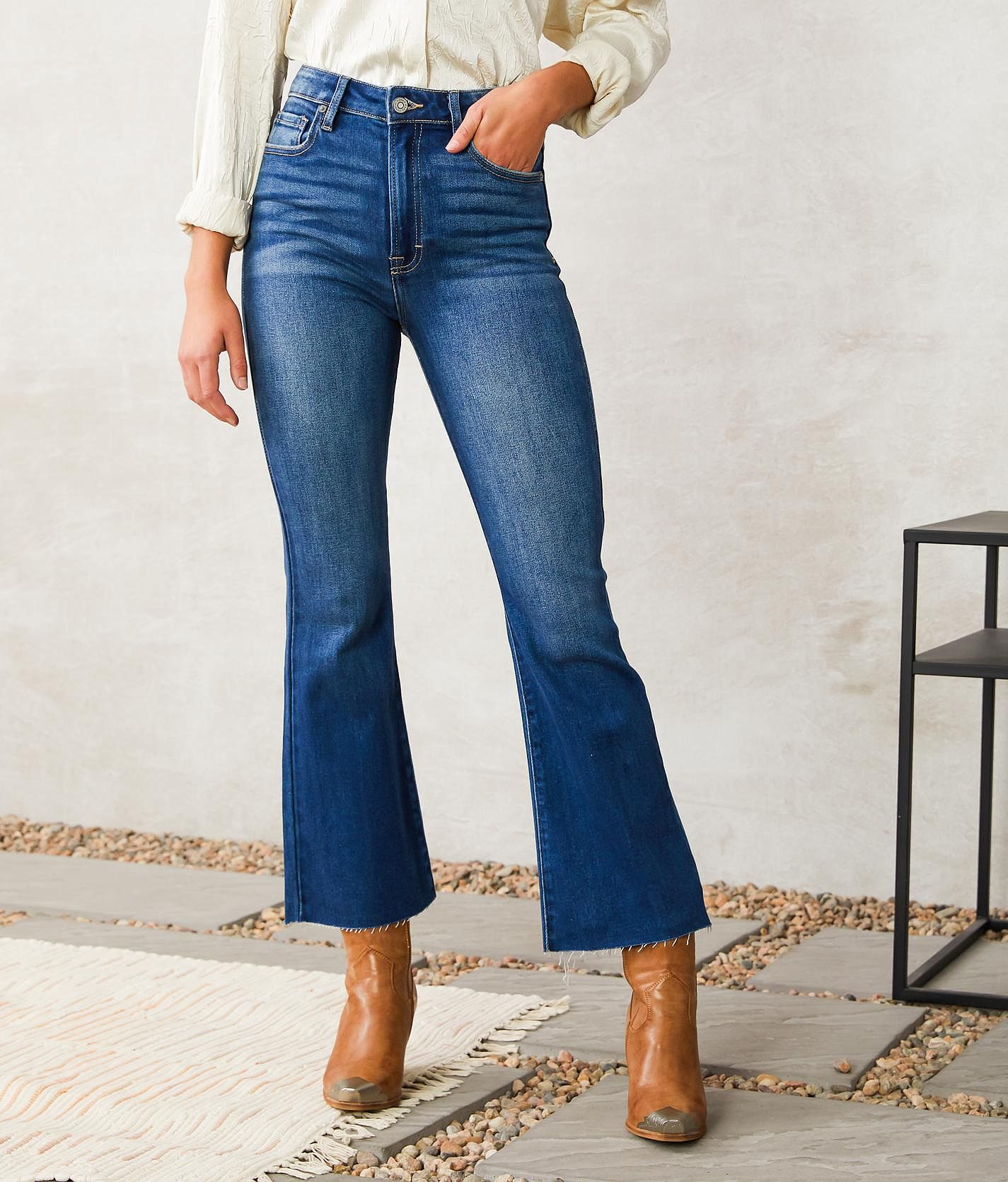 Jean cropped flare online femme