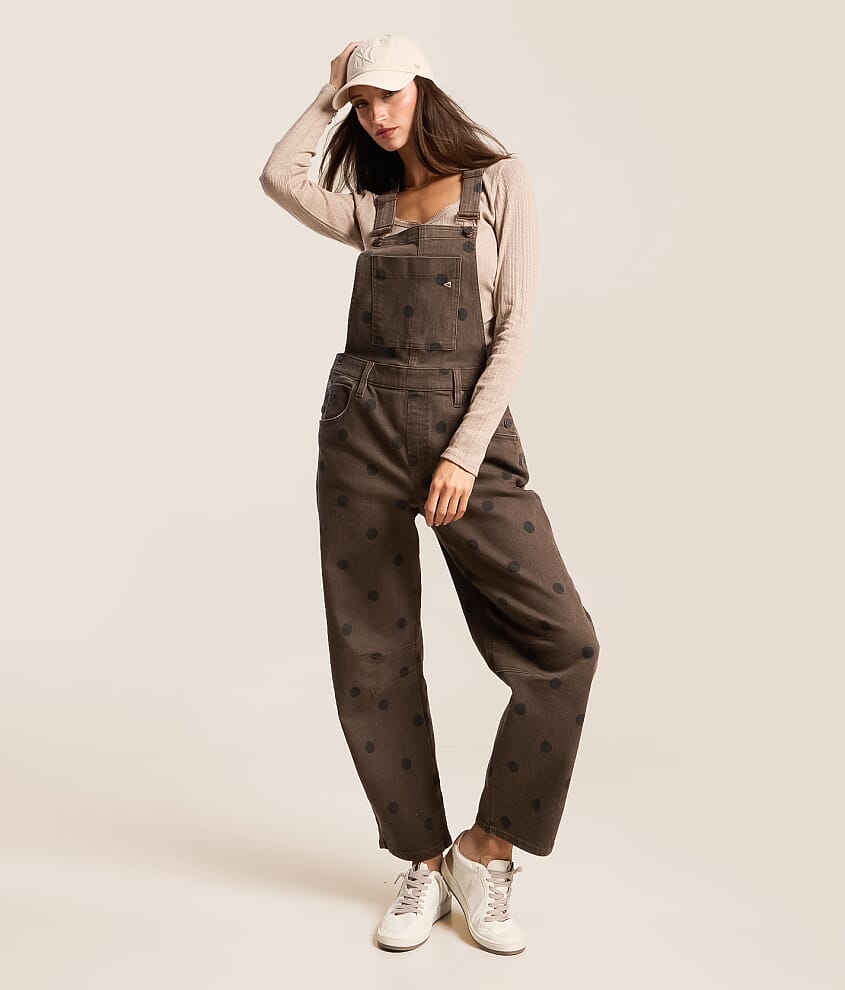 Dylan Polka Dot Barrel Denim Stretch Overalls