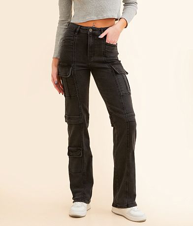 HIDDEN Tracey Straight Cargo Stretch Jean front view