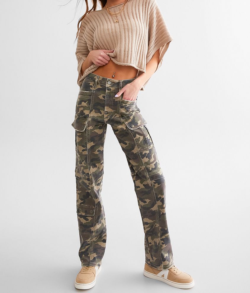 HIDDEN Tracey Camo Cargo Straight Stretch Jean front view