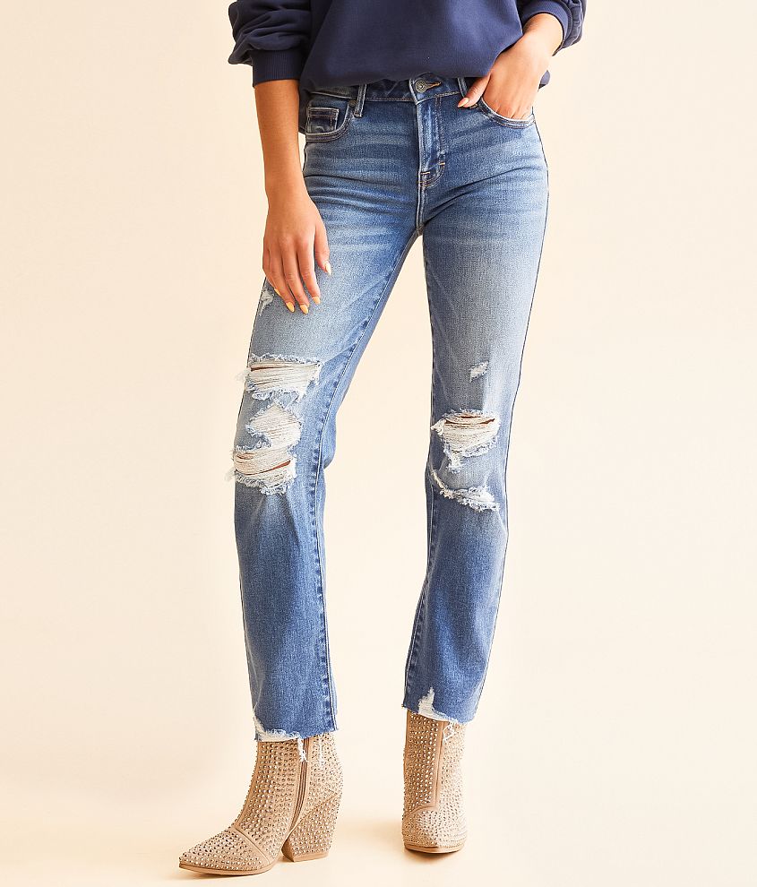 HIDDEN Chloe Cropped Straight Stretch Jean front view