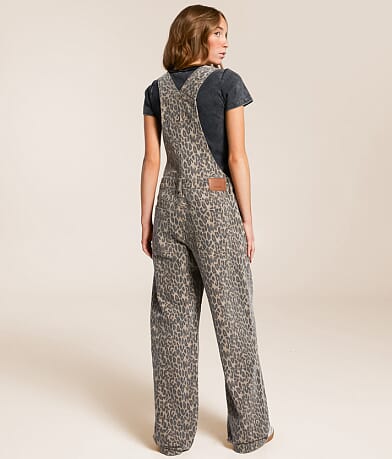 HIDDEN Dylan Cheetah Baggy Denim Overalls BACK