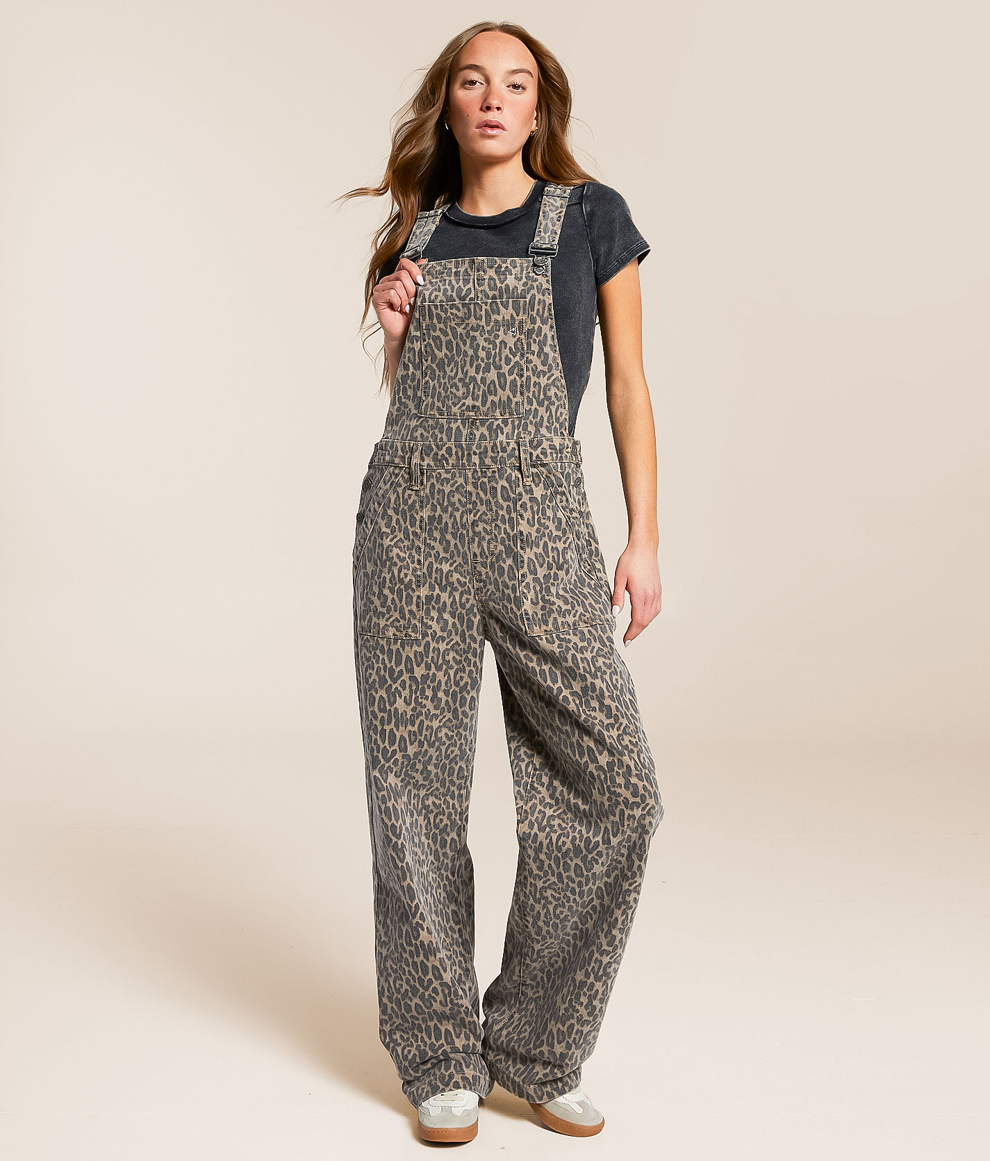 HIDDEN Dylan Cheetah Baggy Denim Overalls - Women's Rompers HIDDEN Dylan Cheetah Baggy Denim Overalls - Women's Rompers