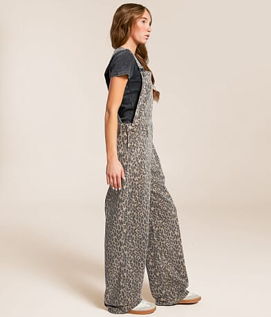 HIDDEN Dylan Cheetah Baggy Denim Overalls FULL_RIGHT_SIDE