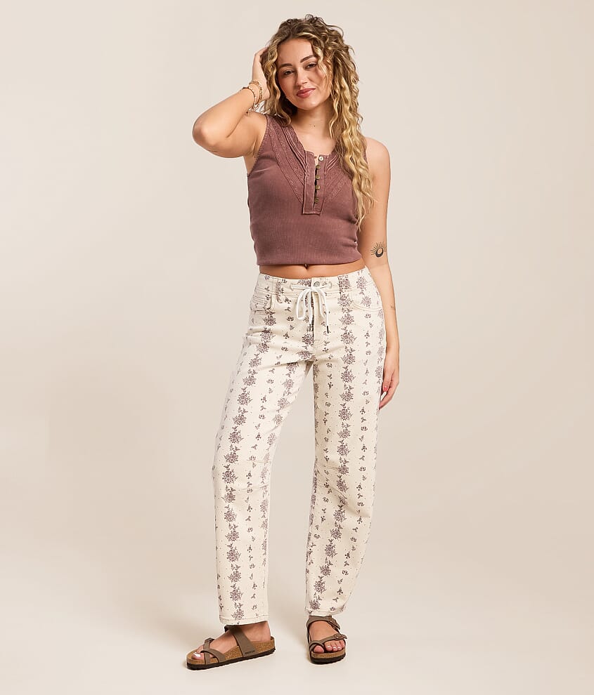 Sloane Floral Barrel Stretch Jean