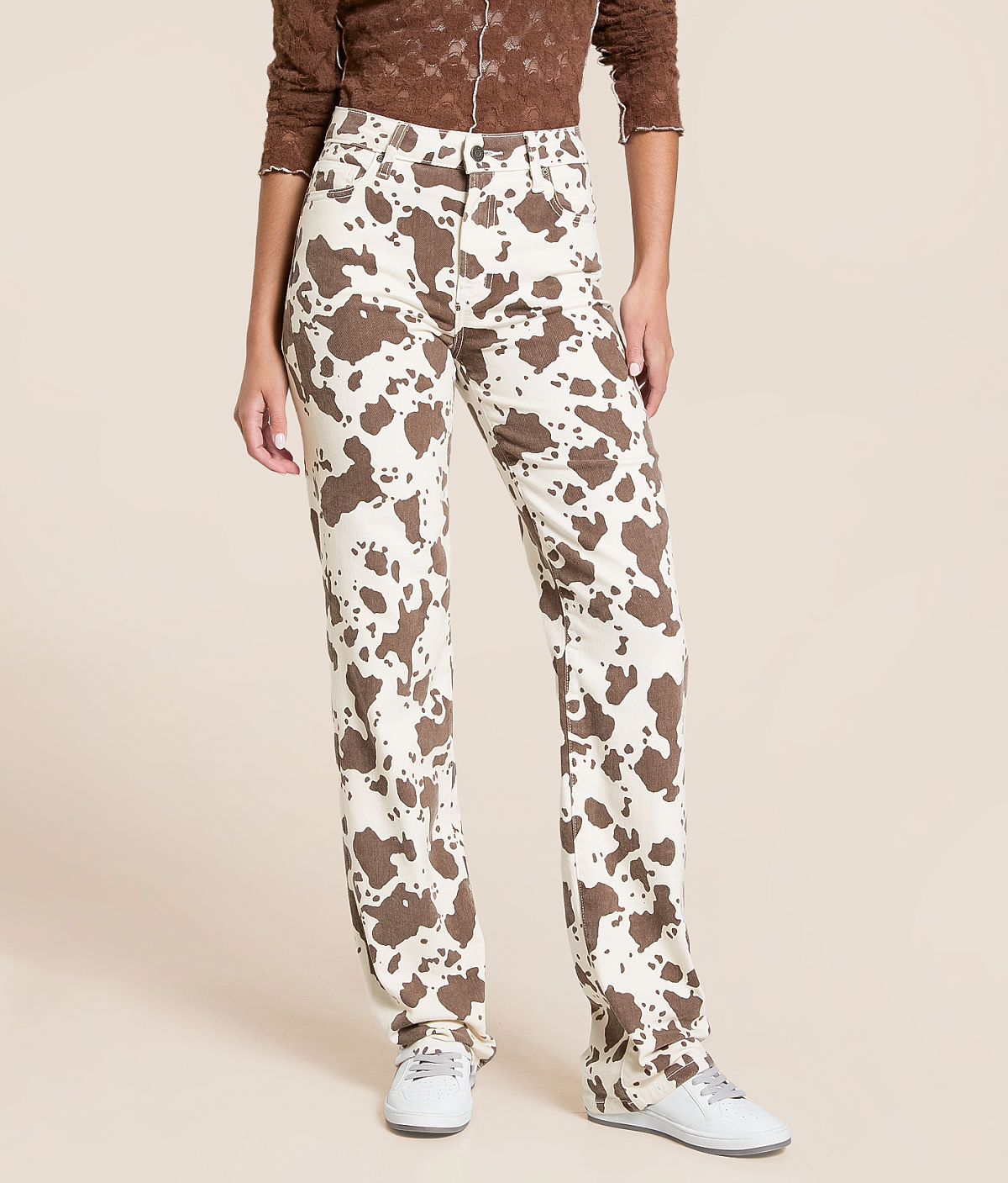 HIDDEN Ella Cow Print Classic Straight Stretch Jean — Small Cow by Buckle