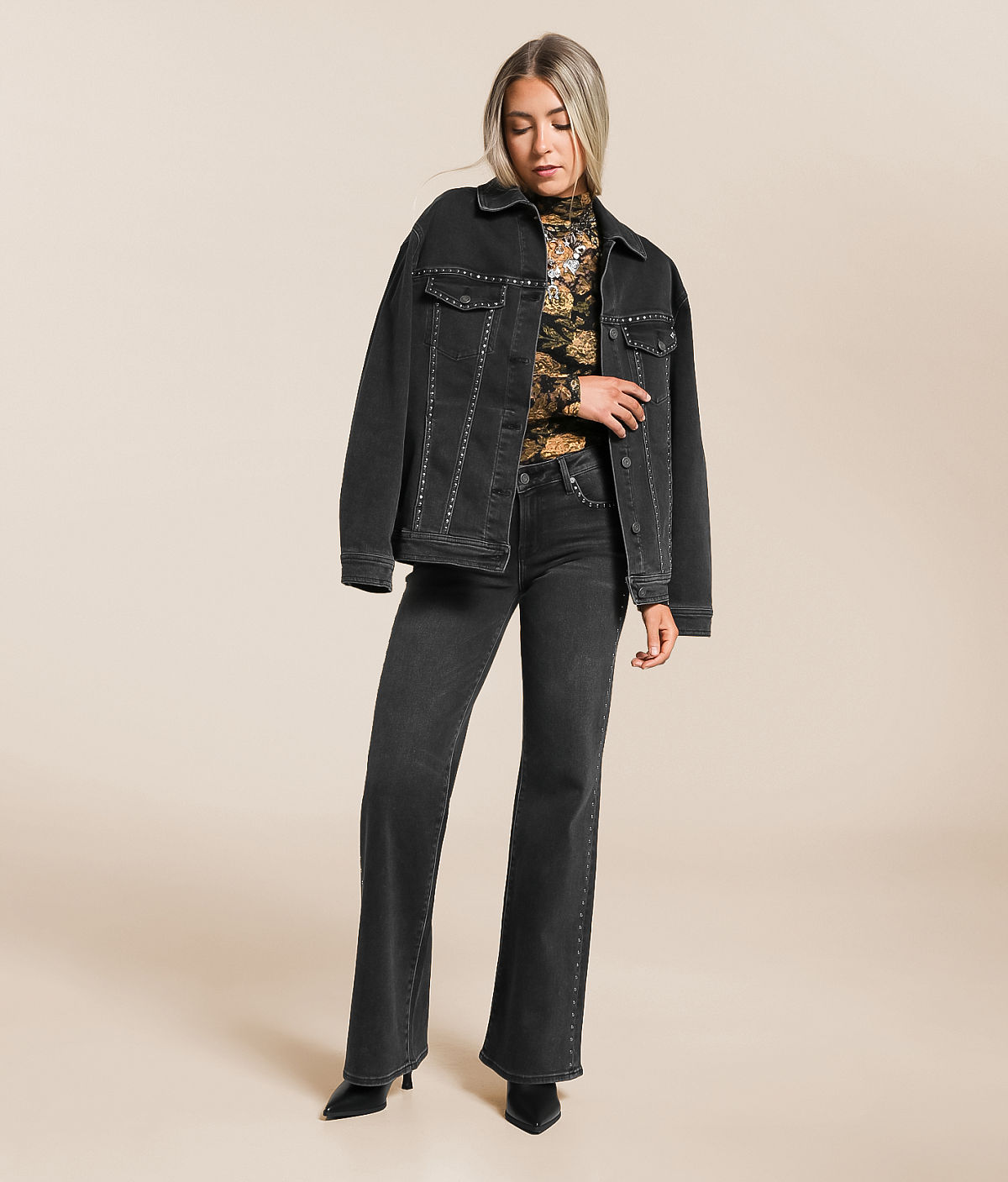 HIDDEN Blake Studded Comfort Flare Stretch Jean — Black Studs by Buckle