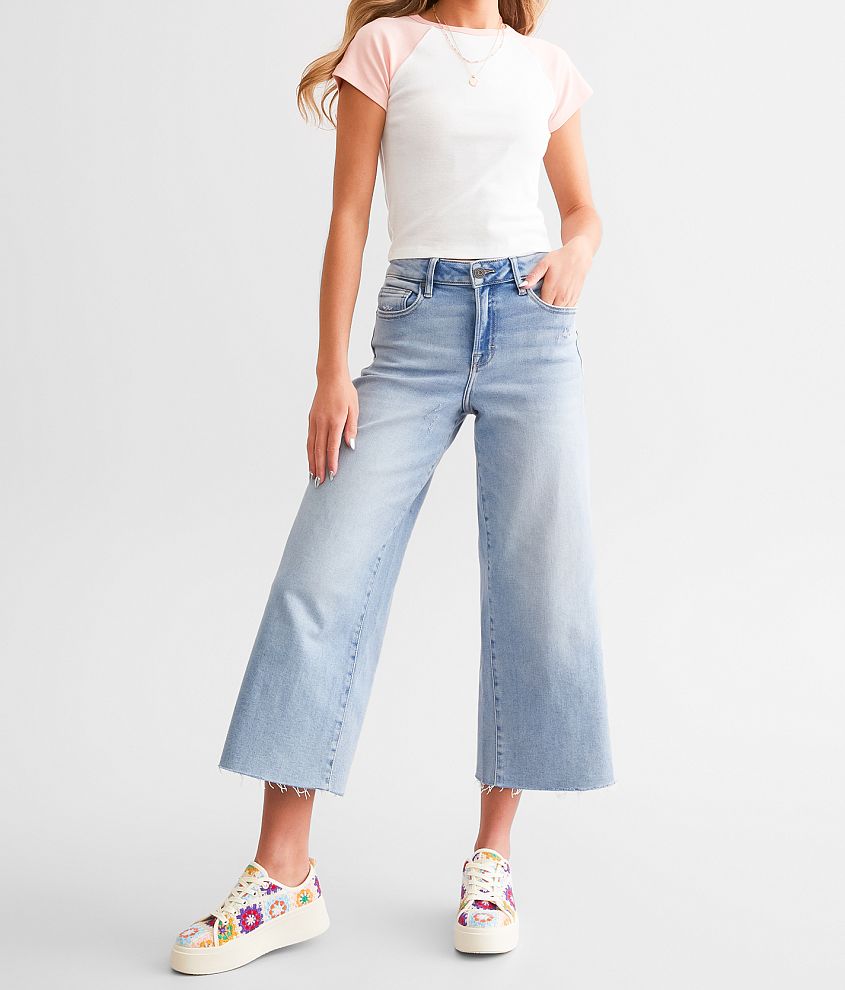 HIDDEN Nori Cropped Wide Leg Jean front view