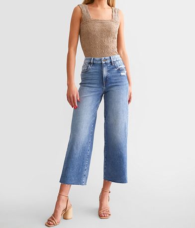 HIDDEN Nori Cropped Wide Leg Jean front view