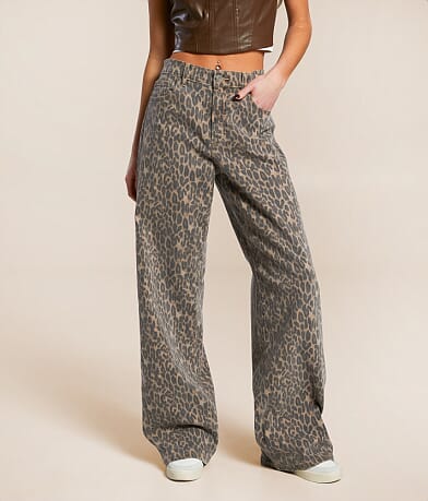 Bailey Rose Leopard Print Wide Leg Pant - Women's Pants in Bailey Rose Leopard Print Wide Leg Pant - Women's Pants in