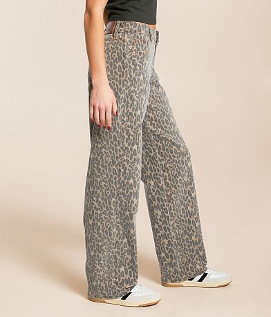 HIDDEN Alyx Cheetah Print Low Slung Baggy Stretch Jean FULL_LEFT_SIDE