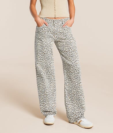 HIDDEN Alyx Low Slung Baggy Cheetah Stretch Jean front view
