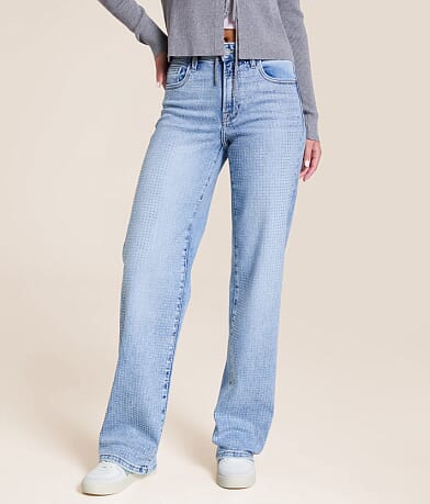 HIDDEN Logan Rhinestone Dad Stretch Jean front view