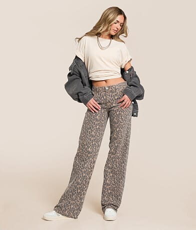 HIDDEN Blake Dad Cheetah Rhinestone Stretch Jean front view