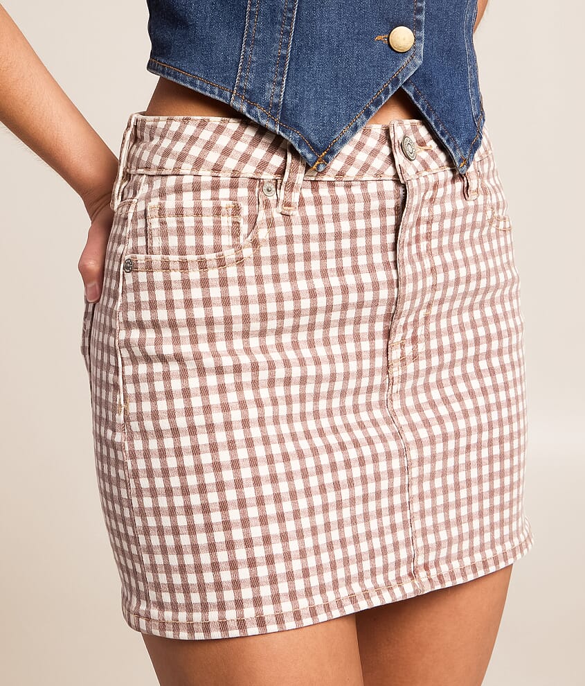 Peyton Gingham Denim Stretch Skirt - thumbnail 6