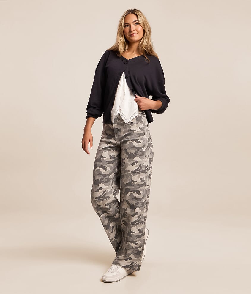 Sloane Ultra Wide Leg Camo Stretch Jean