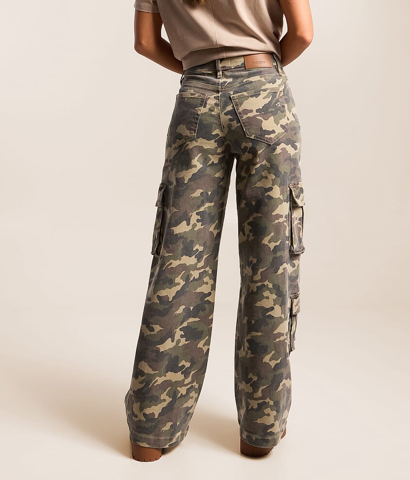 Sloane Camo Ultra Wide Leg Cargo Stretch Jean
