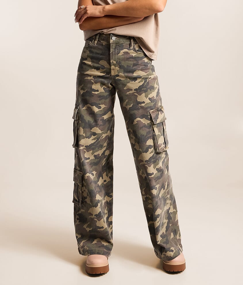 Sloane Camo Ultra Wide Leg Cargo Stretch Jean