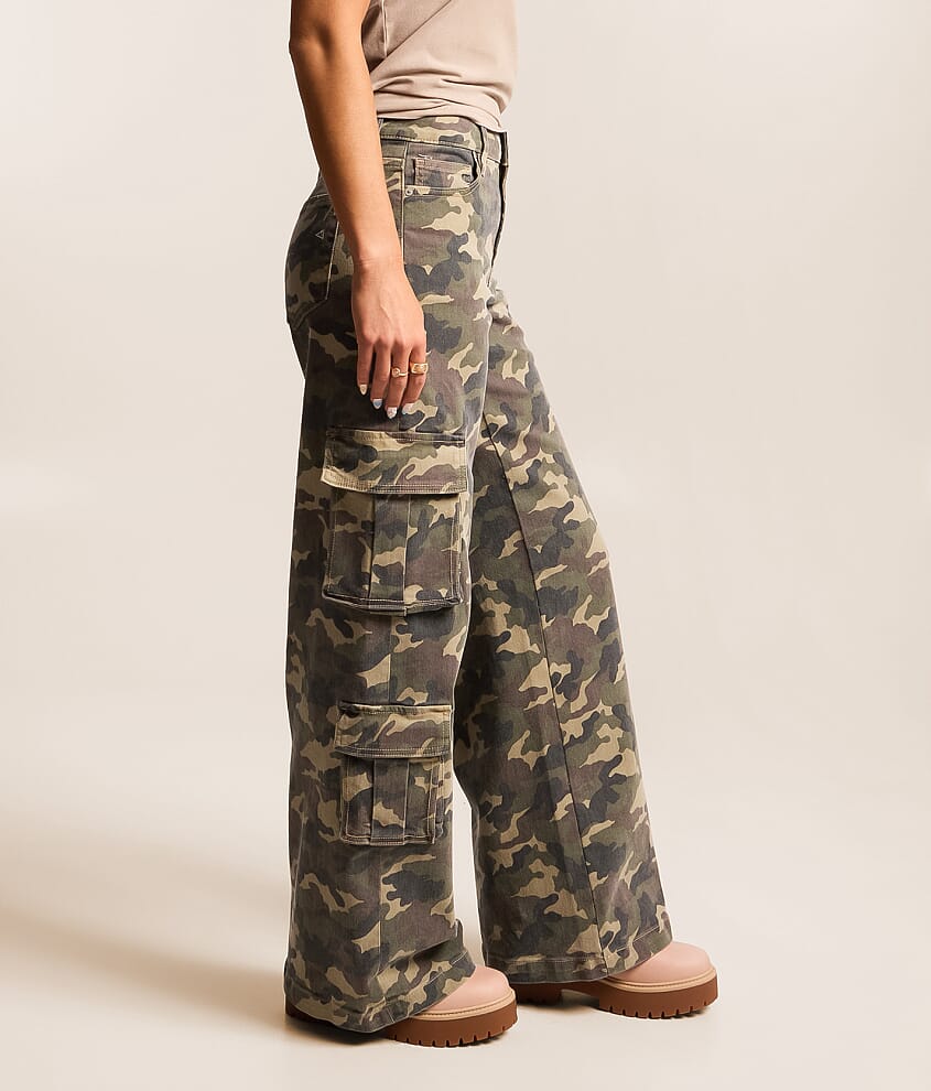Sloane Camo Ultra Wide Leg Cargo Stretch Jean