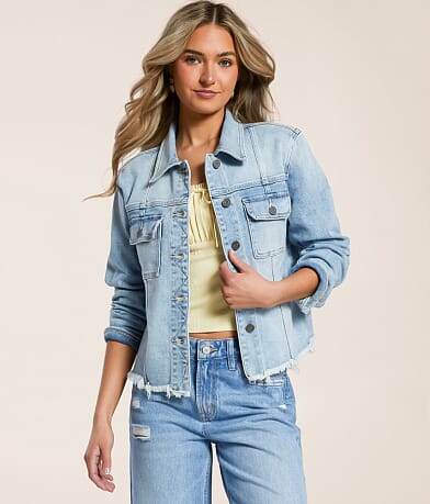 HIDDEN Washed Denim Stretch Jacket front view