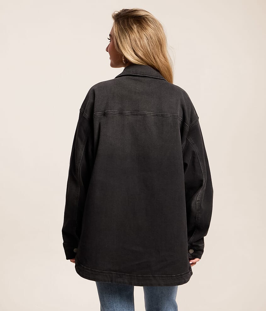 Oversized Denim Stretch Shacket - thumbnail 3