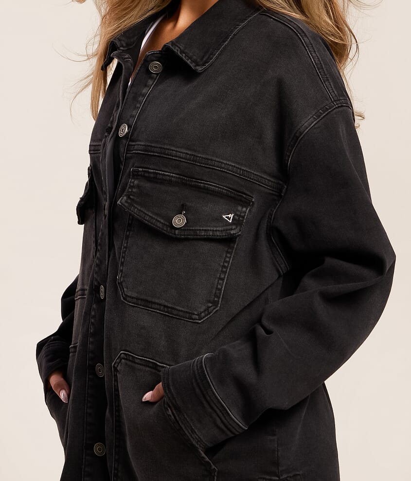 Oversized Denim Stretch Shacket - thumbnail 4