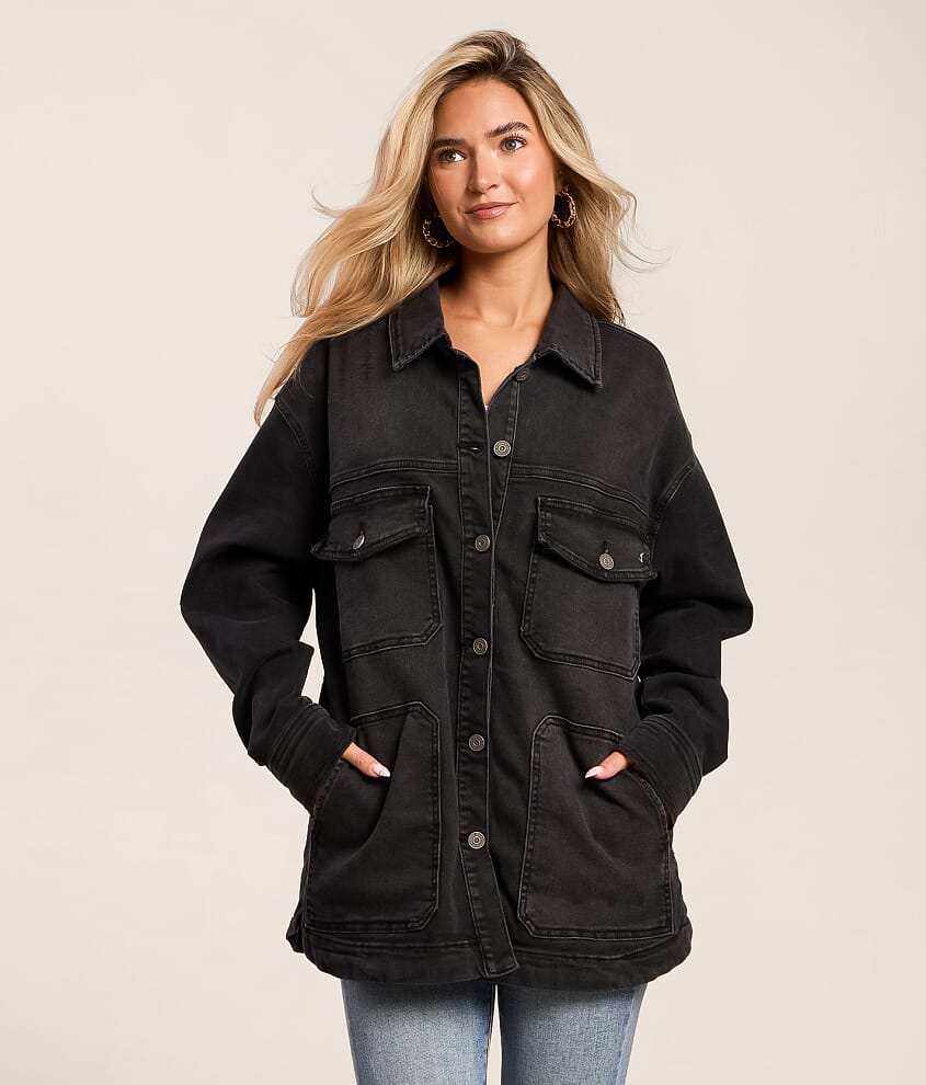Oversized Denim Stretch Shacket - thumbnail 2