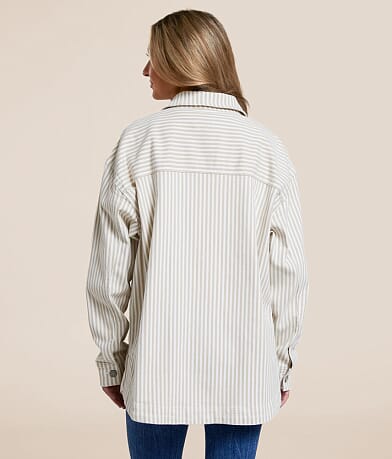 Striped Denim Stretch Shacket thumbnail 3