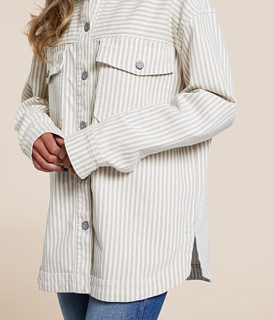 Striped Denim Stretch Shacket thumbnail 4