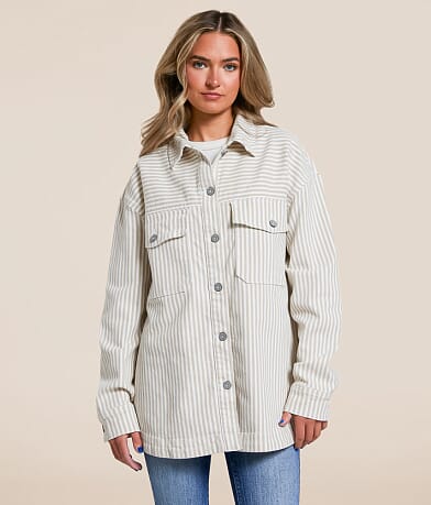 Striped Denim Stretch Shacket thumbnail 2