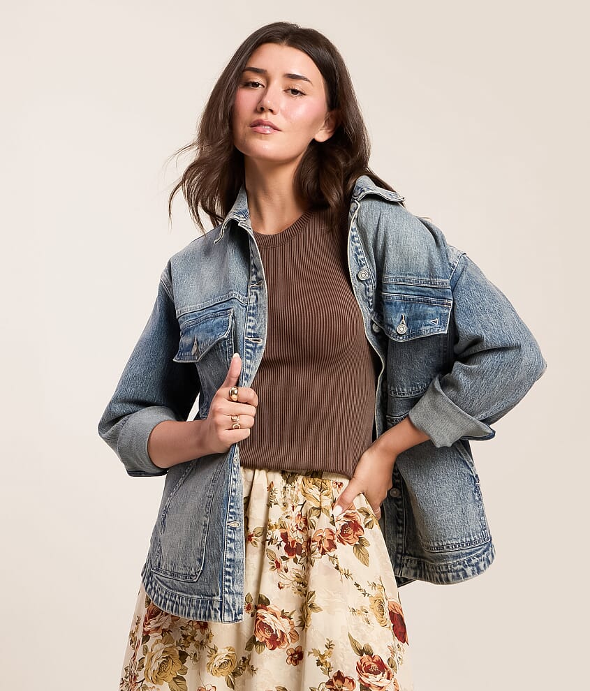 Washed Denim Stretch Shacket