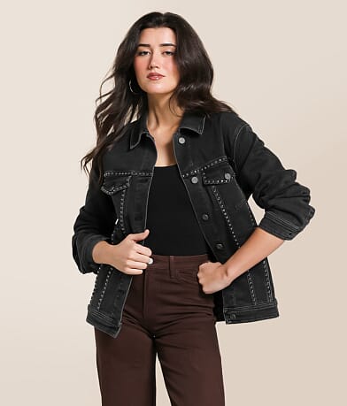 HIDDEN Studded Denim Oversized Jacket front view