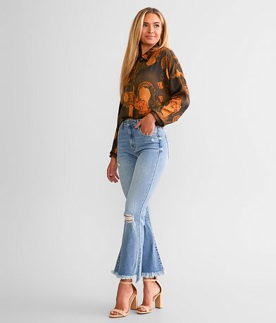 HIDDEN Happi Cropped Flare Stretch Jean front view