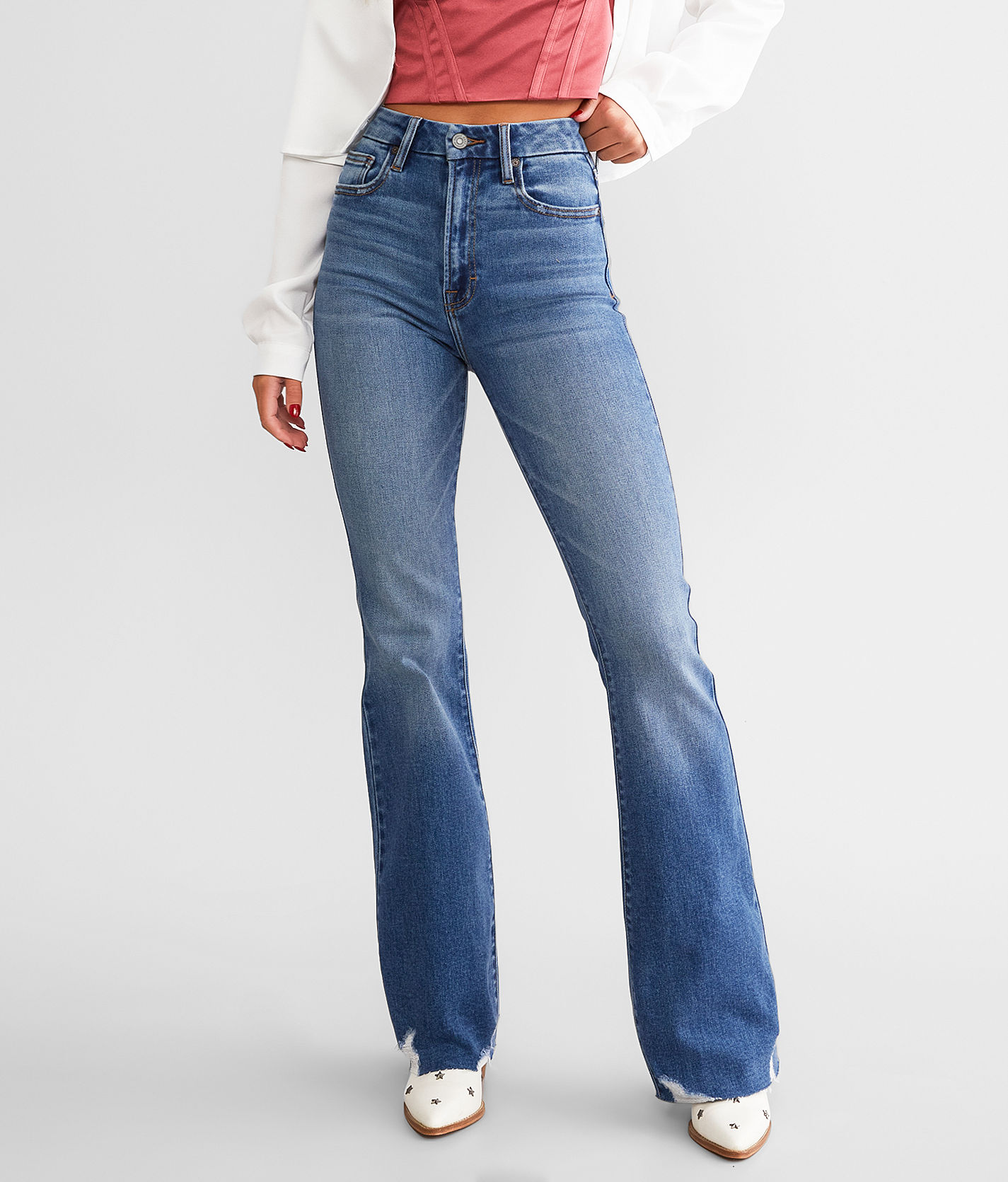 HIDDEN Happi Cropped Flare Stretch Jean - Women's Jeans in White
